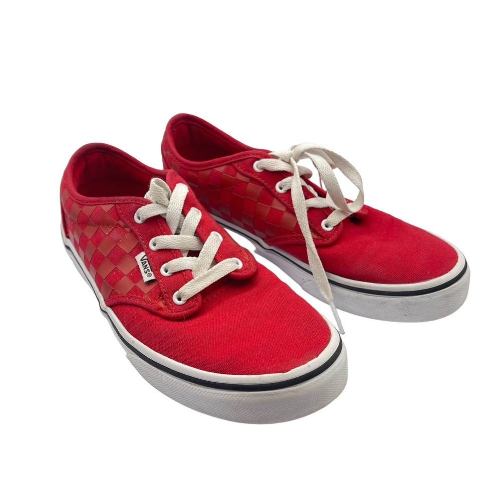 Vans  Atwood Checker Dot Red White Canvas Skate Shoes Size 4